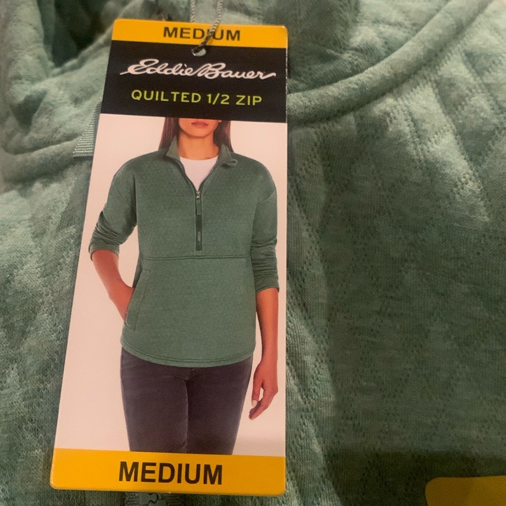 NWT Eddie Bauer Women's Long Sleeve Quilted Half Zip Pullover $100 Retail Sz M
